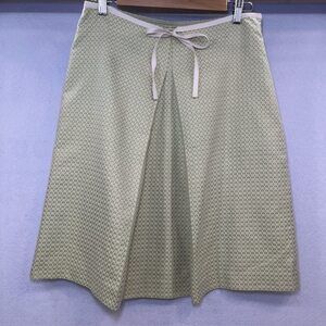 Ann Taylor A-line below knee length lined silk blend green skirt womens size 8